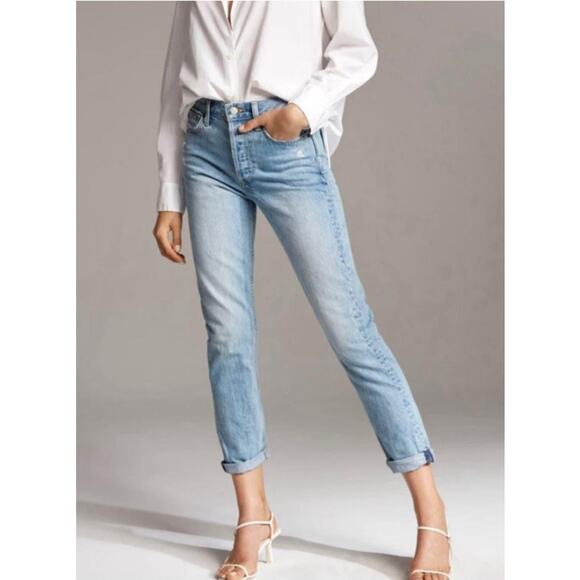 Aritzia Denim Forum Ex Boyfriend Jeans Light Wash 24 - Picture 1 of 15